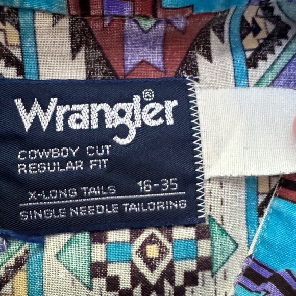 Vintage Wrangler 16-35 Cowboy Cut Reg. Fit X-long Tails Long Sleeved Button-Down - Picture 5 of 5